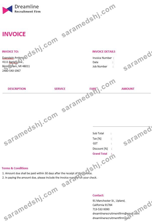 Recruitment Firm Invoice Template